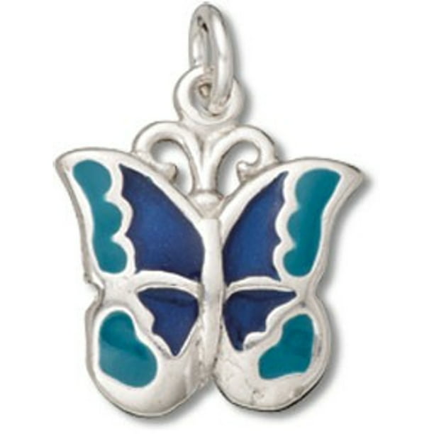 Snake or Ball Chain Necklace Sterling Silver Plated Finish Small Enameled Butterfly Pendant on a Sterling Silver Cable 